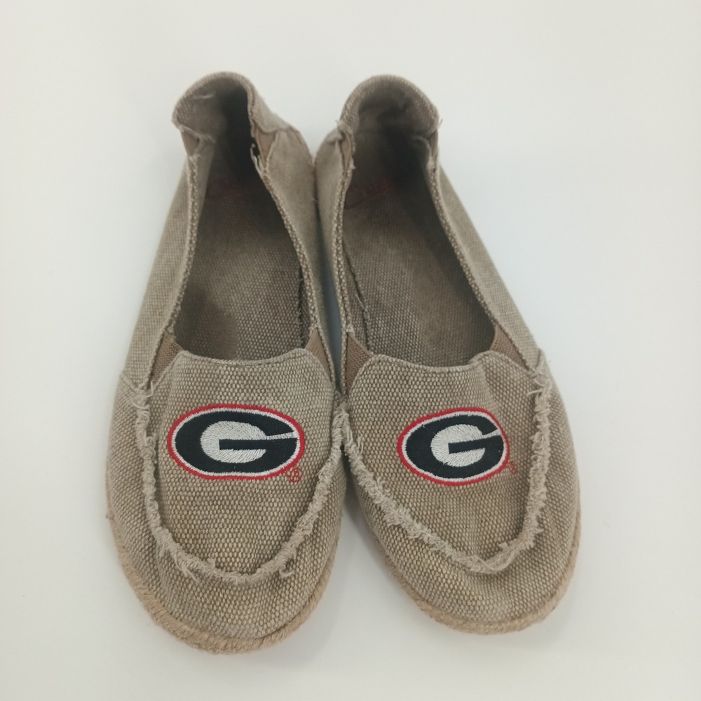 Georgia Bulldogs NCAA Women Canvas Slip On Espadrille Flats Tan Sz 8 by Cruizers